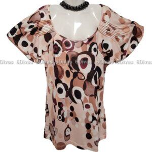 Yest Short Sleeve  Lightweight Soft Pink and Brown Casual Tops- Size L, Size XL